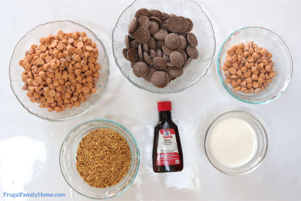 the 4 ingredients needed to make butterscotch truffles.