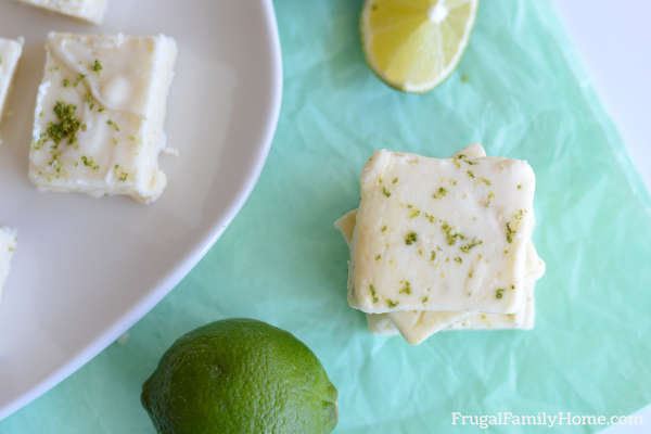 a serving of homemade key lime fudge.