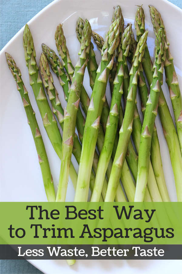 Trimmed asparagus stalks on a plate