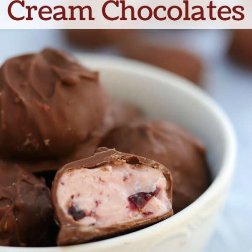 A bowl full of Cherry Cream Chocolates