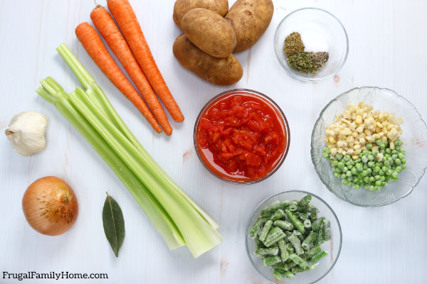 Ingredients needed for vegan vegetable soup