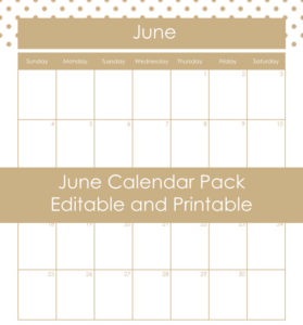 Free Printable and Editable June Calendar Pack | Frugal Family Home