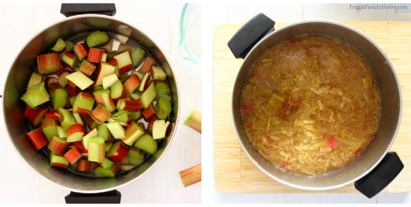 cooking the rhubarb