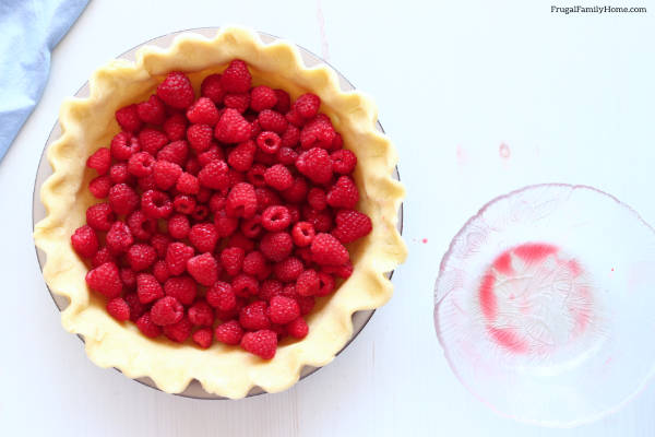 raspberries added to pie crust