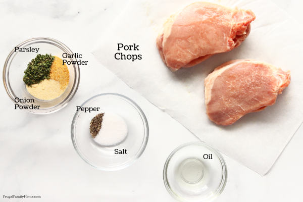 Ingredients for easy crock pot pork chops.