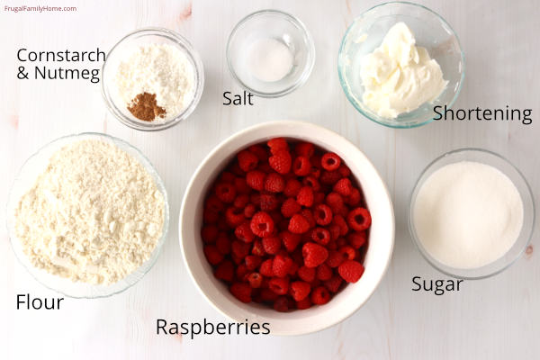 Ingredients for raspberry pie recipe 
