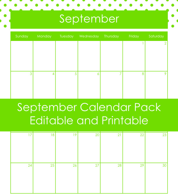 September printable calendar