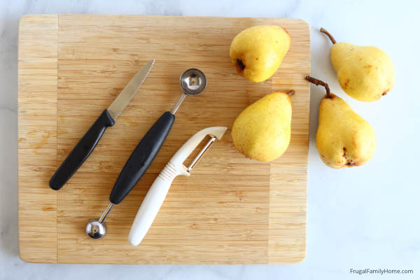 items needed to dry pears