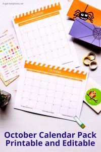 Free Printable and Editable October Calendar Pack | Frugal Family Home