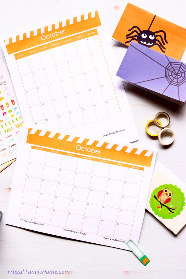 The calendar pack on a table