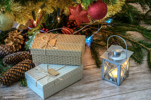 wrapped gifts under the Christmas tree.