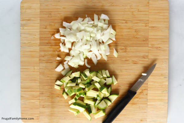 chopped vegetables for couscous.