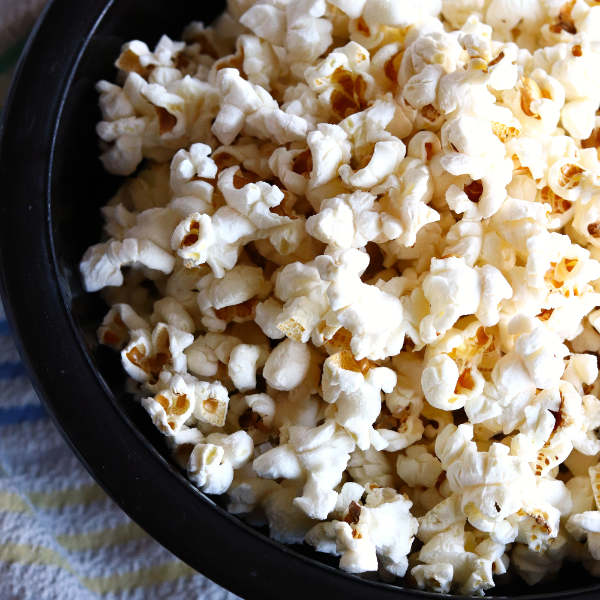 A bowl of popcorn made with the Instant Pot