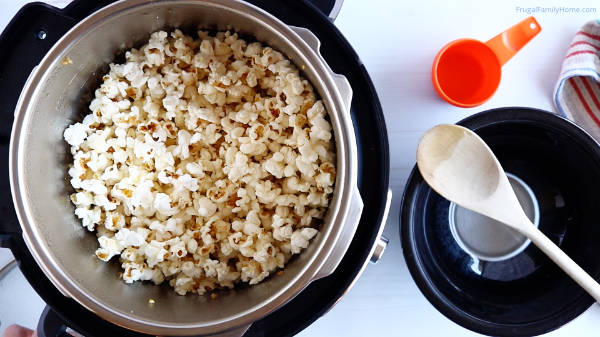 Popcorn done popping and ready to eat