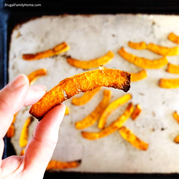 Pumpkin fries right out of the oven