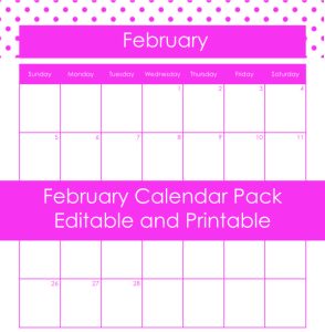Free Printable February Calendar Pages (Editable too) | Frugal Family Home