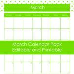 Editable and Printable March Calendar Pack | Frugal Family Home