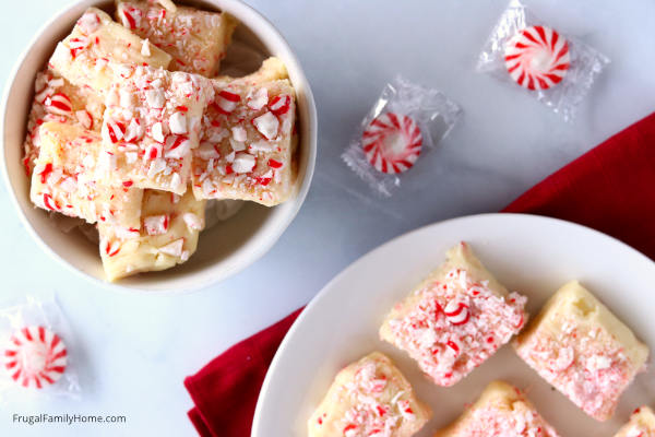 the peppermint fudge recipe done and ready to serve