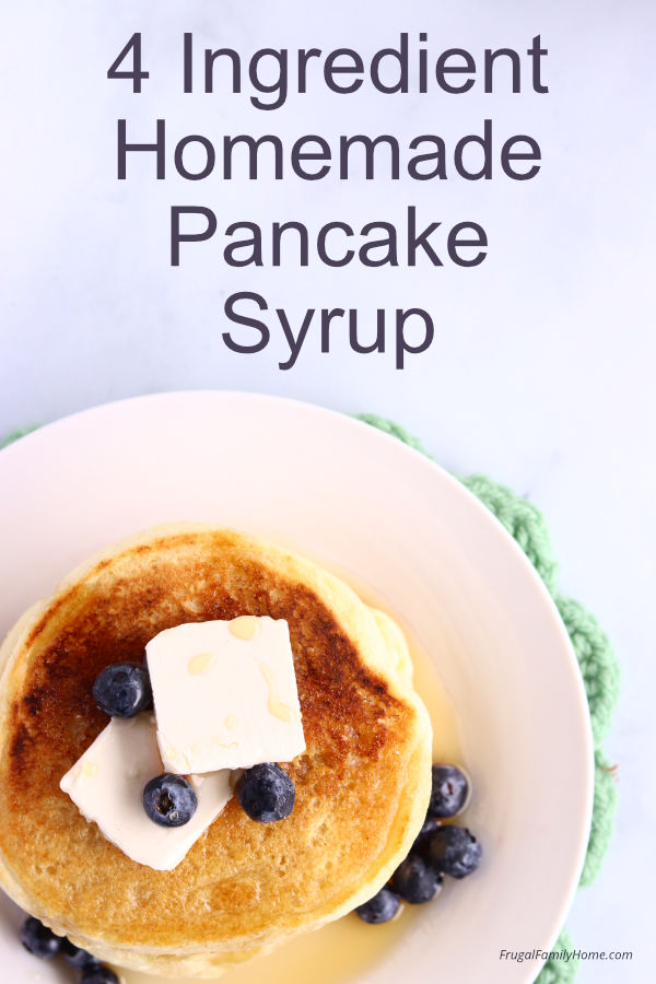 4 ingredients pancake syrup on pancakes.