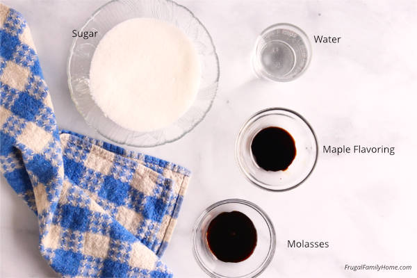 Ingredients needed for homemade pancake syrup