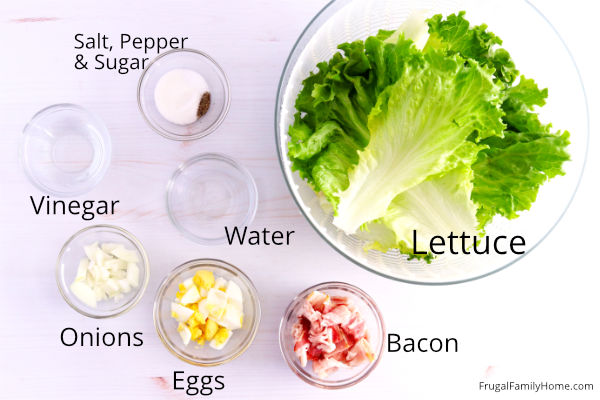 Ingredients for wilted lettuce recipe