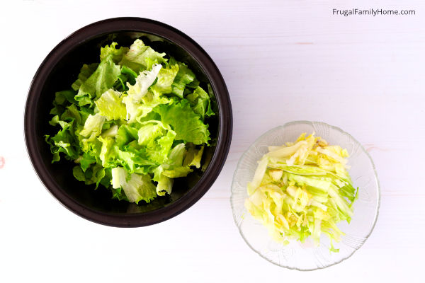Lettuce prepared for the wilted lettuce recipe