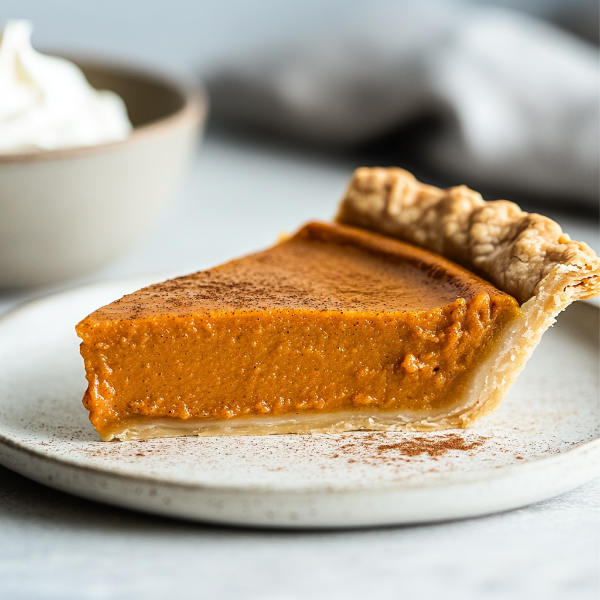 A slice of Sweet Potato Pie for Thanksgiving Dessert