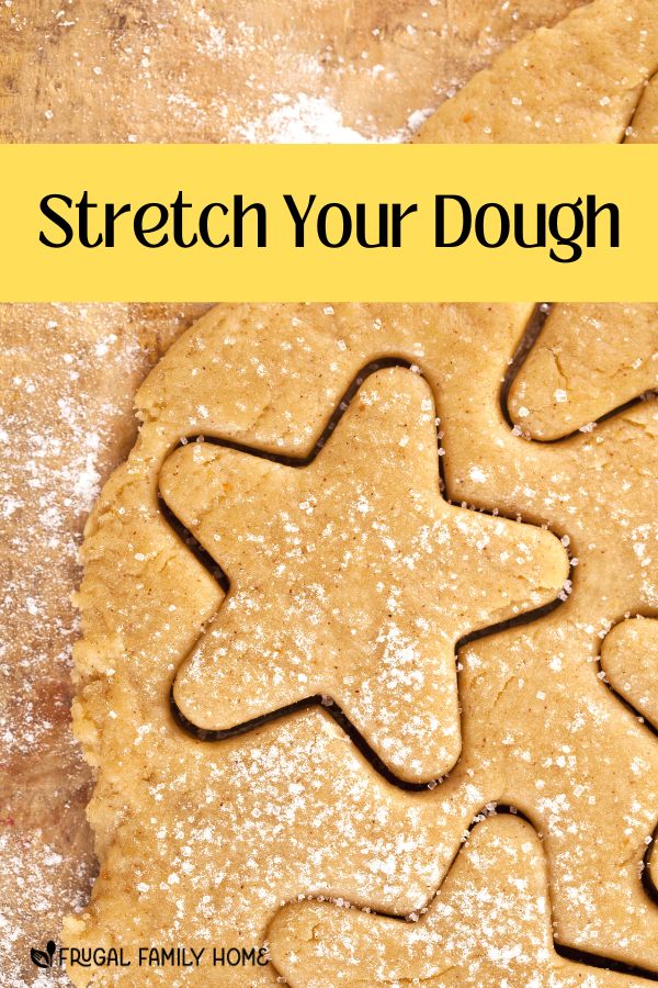 Cookie on a cutting board with tips to stretch your holiday baking dollars.