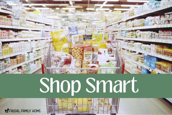 Shopping for baking ingredients in a store with a cart